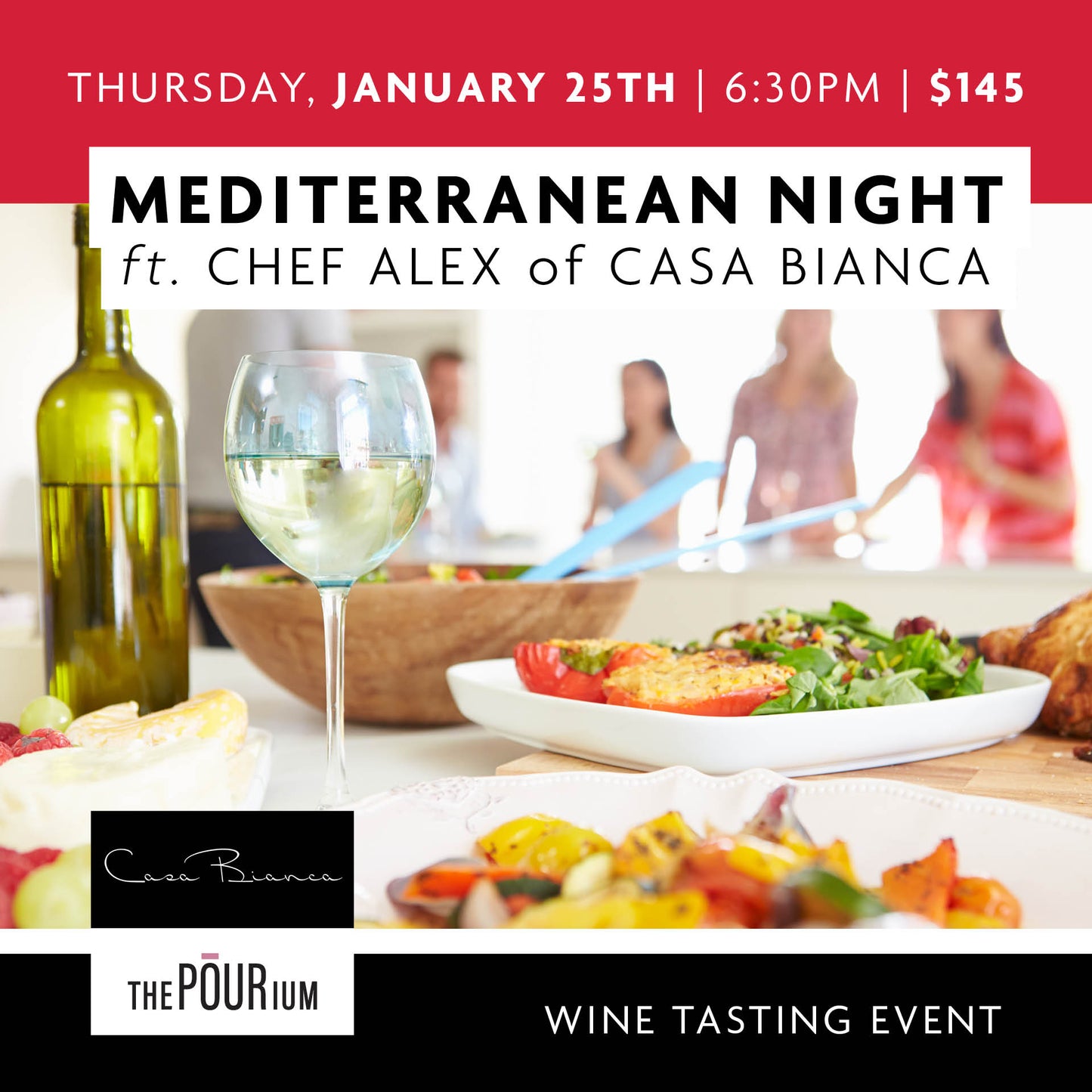 Mediterranean Night ft Chef Alex from Casa Bianca - Jan 25, 2024 | 6:30 pm