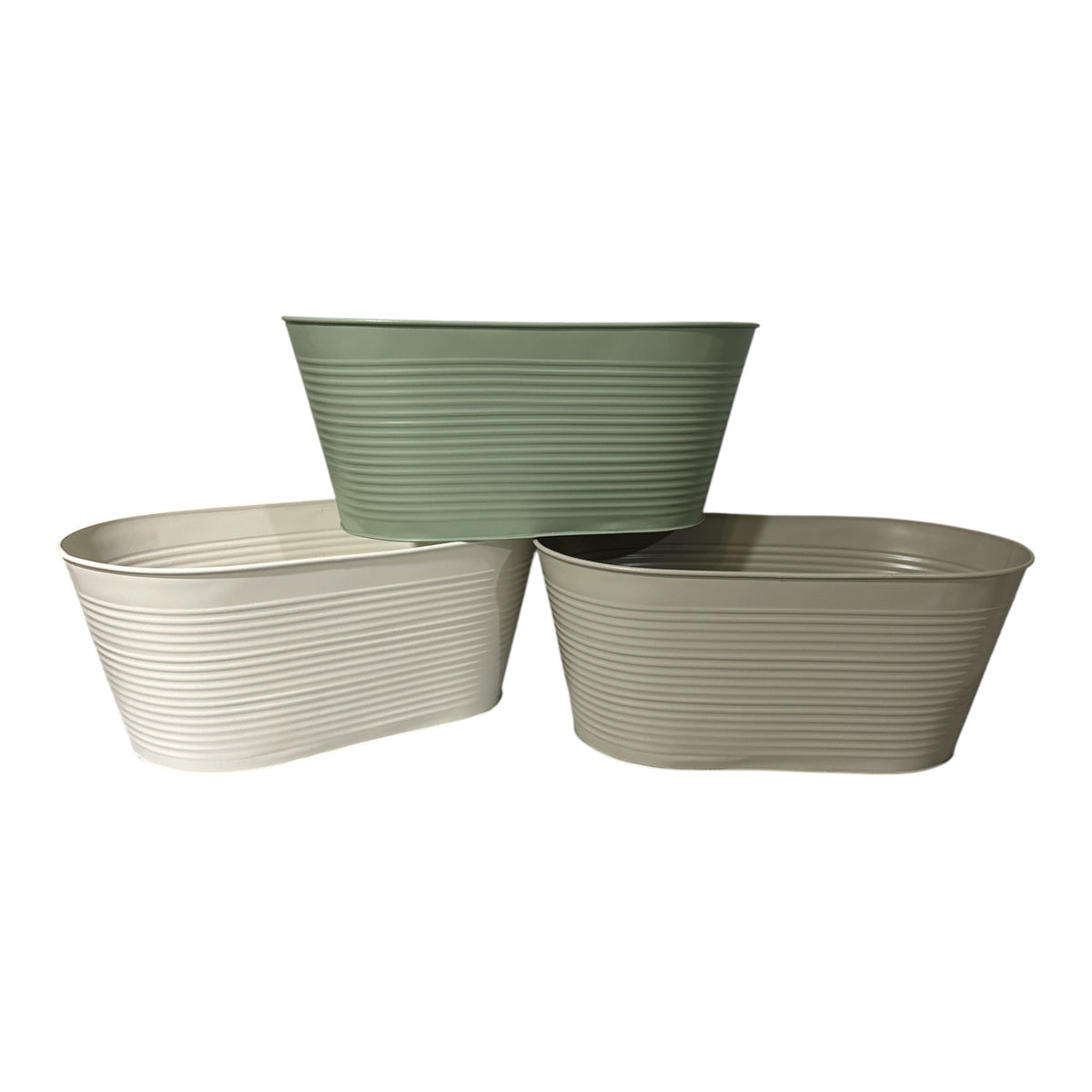NEUTRAL ASRTD OVAL RIBBED PLANTERS