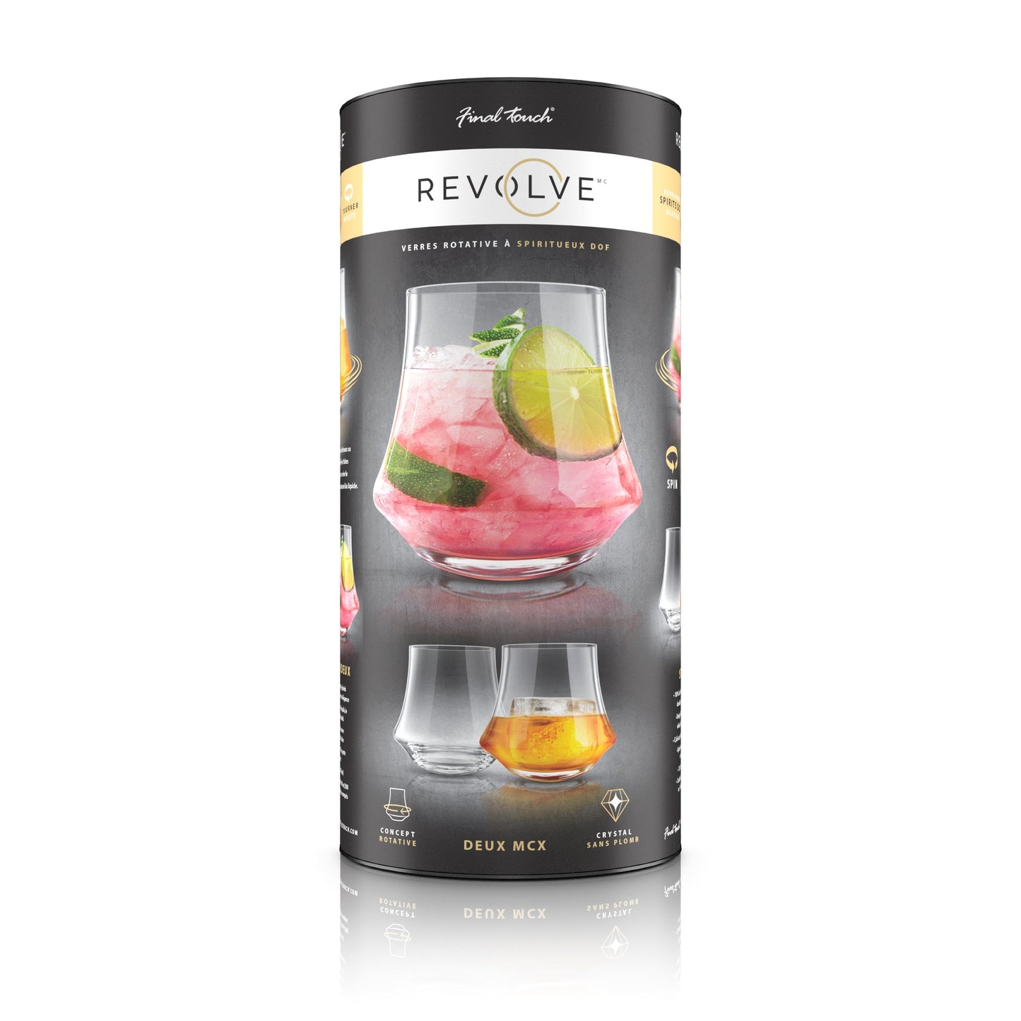FINAL TOUCH REVOLVE ROLL & SPIN SPIRITS GLASSES