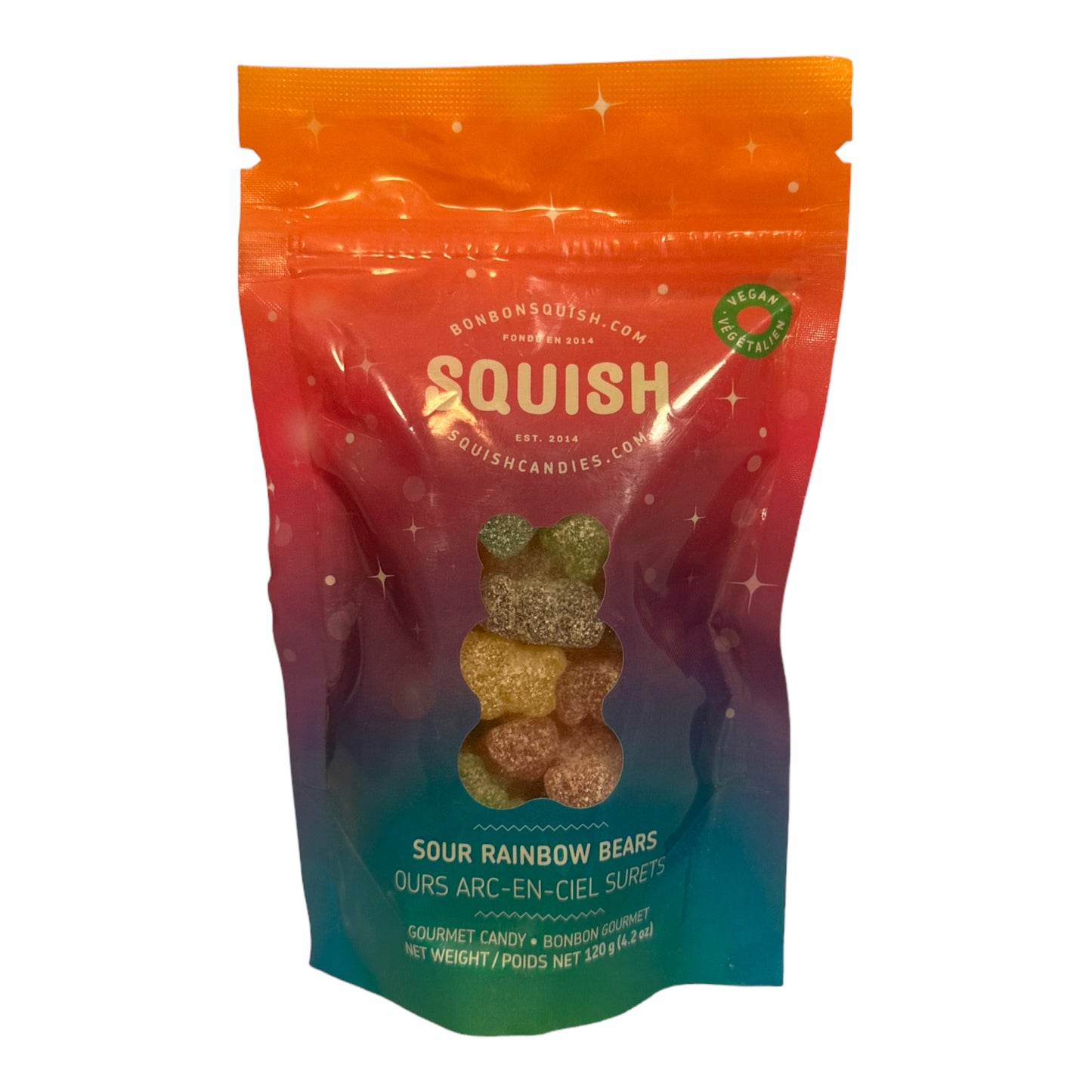 SQUISH SOUR RAINBOW BEARS VEGAN CANDY