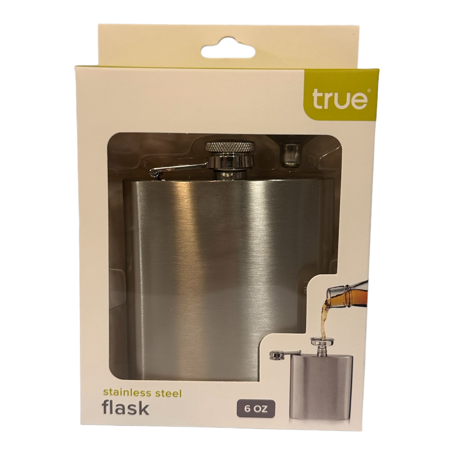 TRUE STAINLESS STEEL FLASK 6OZ