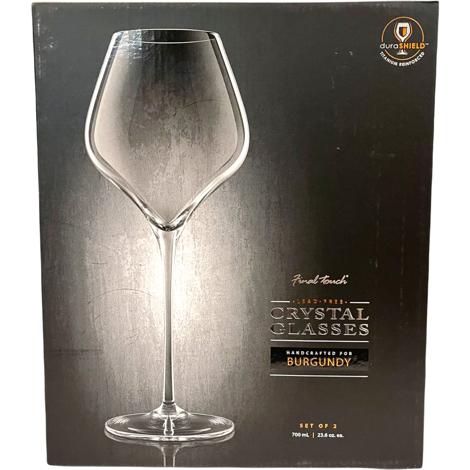 Final Touch Durashield Lead-Free Crystal Burgundy Wine Glass Set of 2