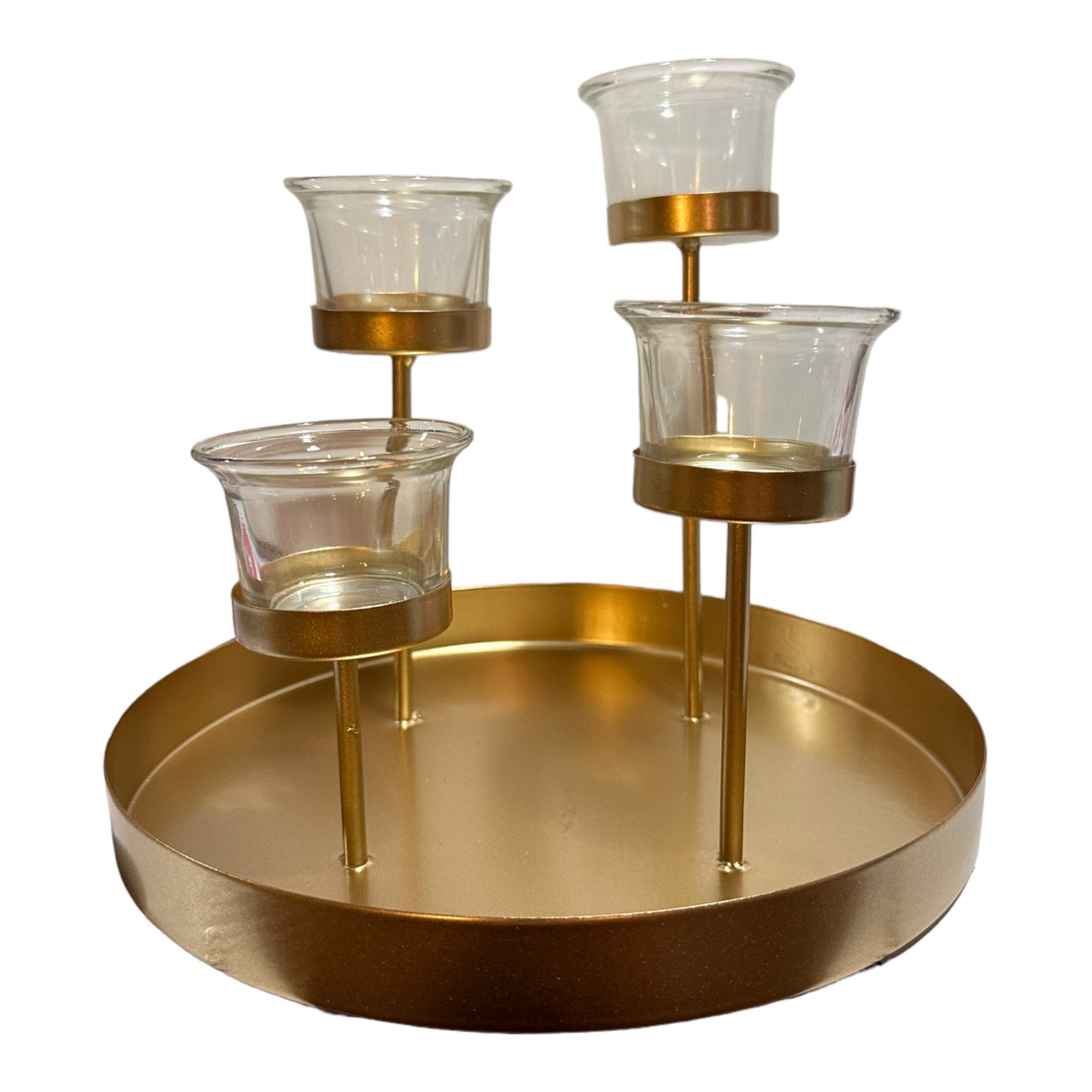 GOLD METAL TEALIGHT CANDLE HOLDER