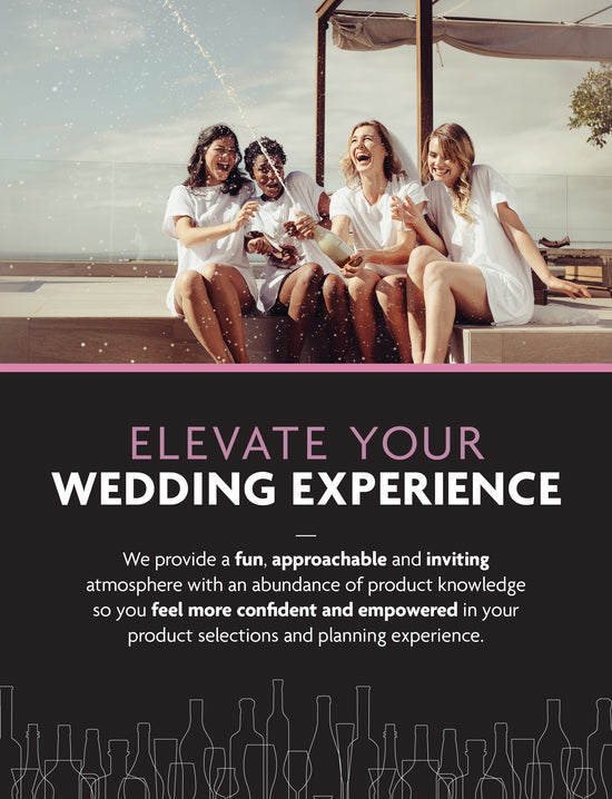 Elevate Your Wedding Experience With The Pourium. A bridal group celebrating and laughing while opening their bubbly wine, watching it spray into the air.