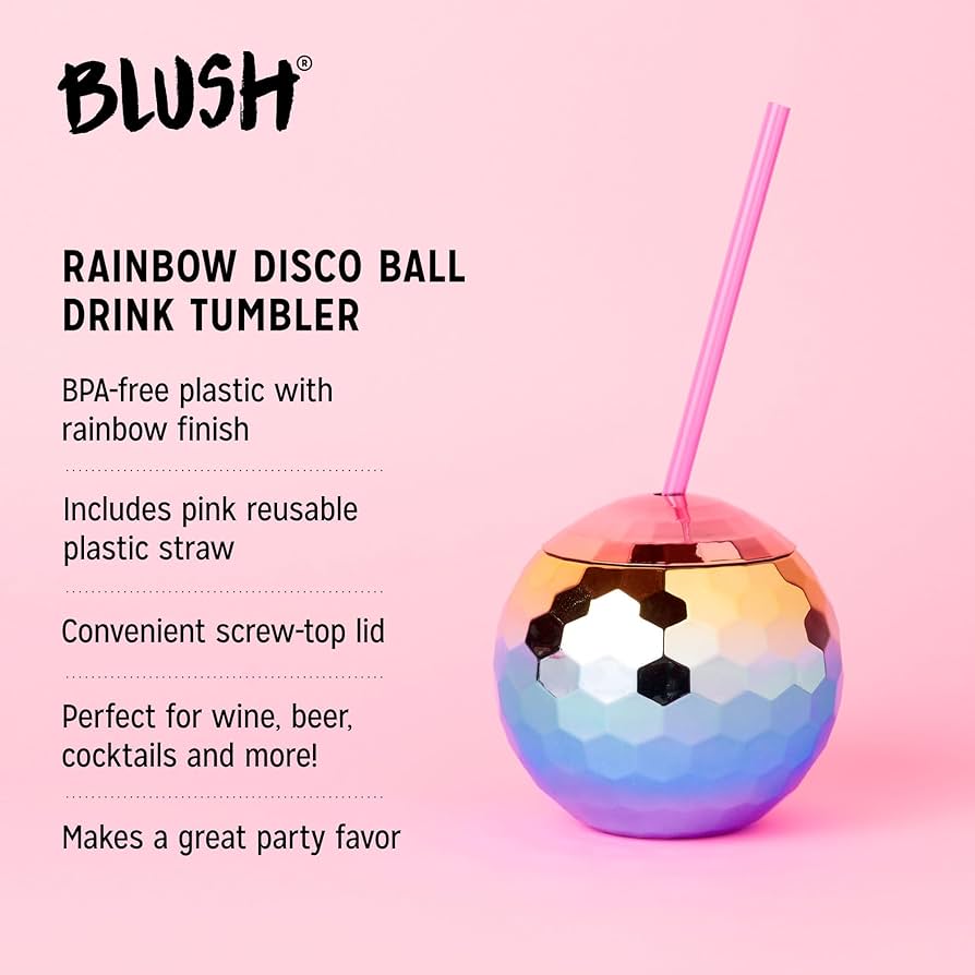 BLUSH DISCO BALL DRINK TUMBLER
