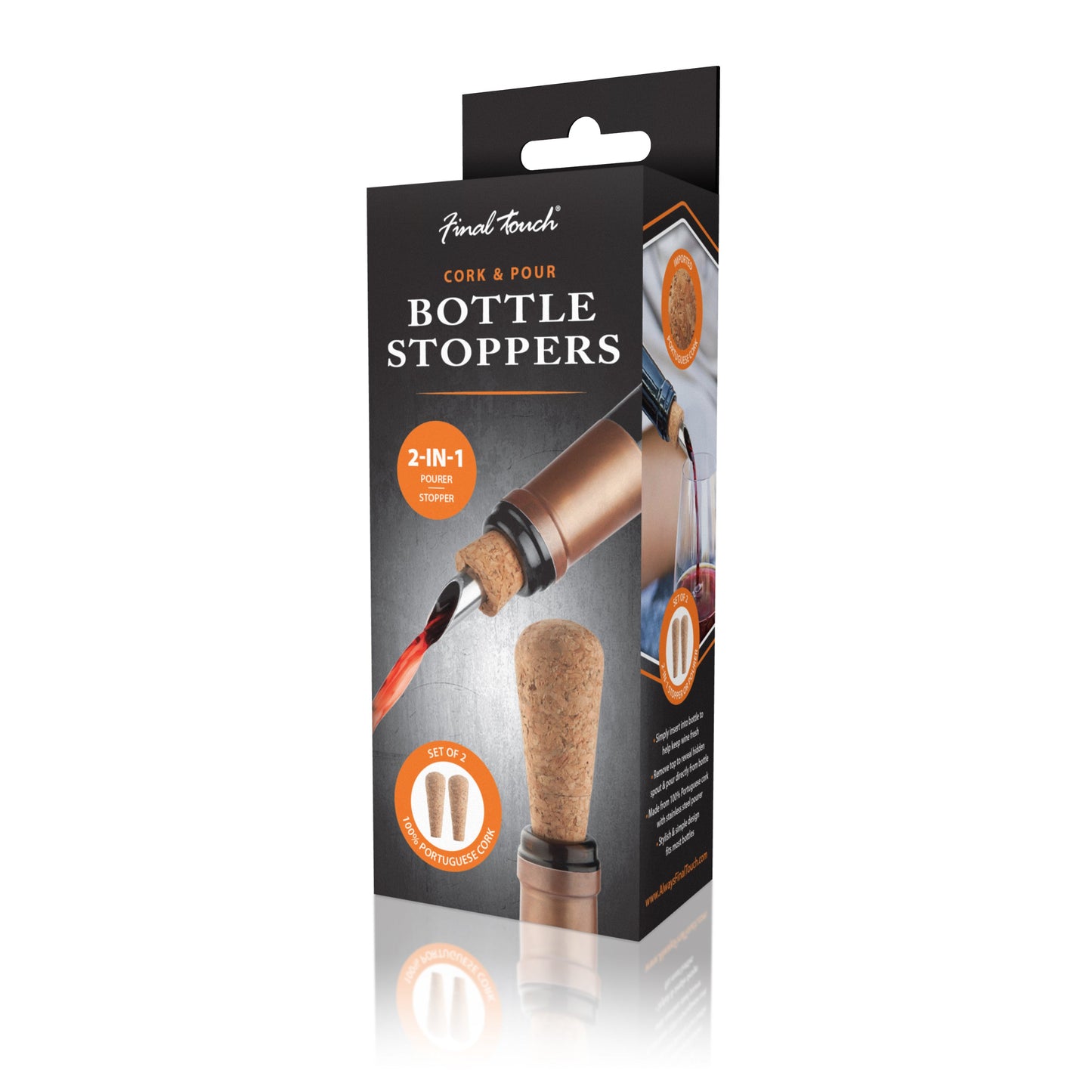 FINAL TOUCH 2-IN-1 CORK and POUR BOTTLE STOPPER