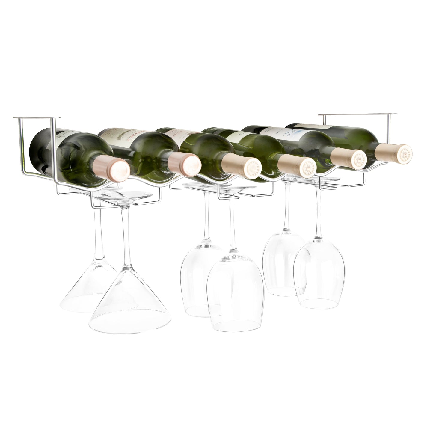 FINAL TOUCH UNDER CABINET 6 BOTTLE WINE & GLASS RACK