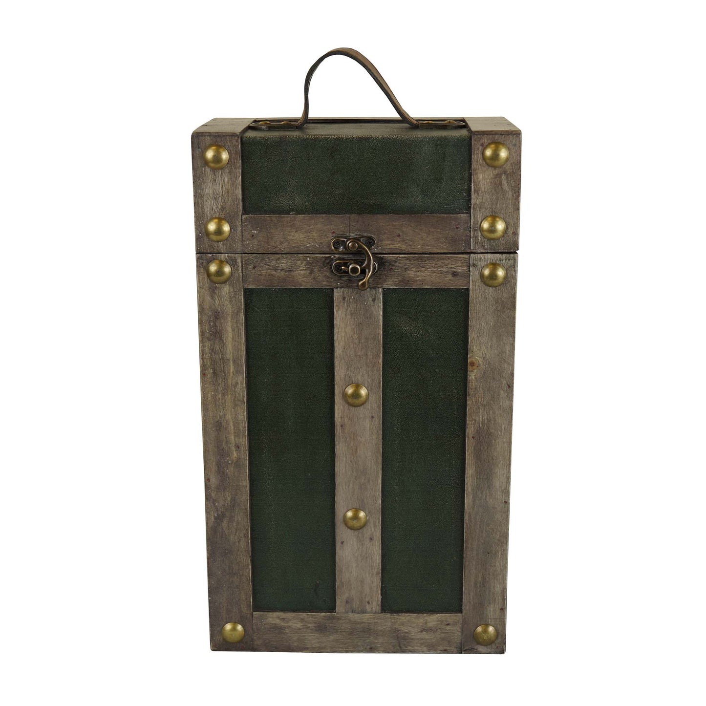 GREEN LEATHER DOUBLE WINE CARRIER