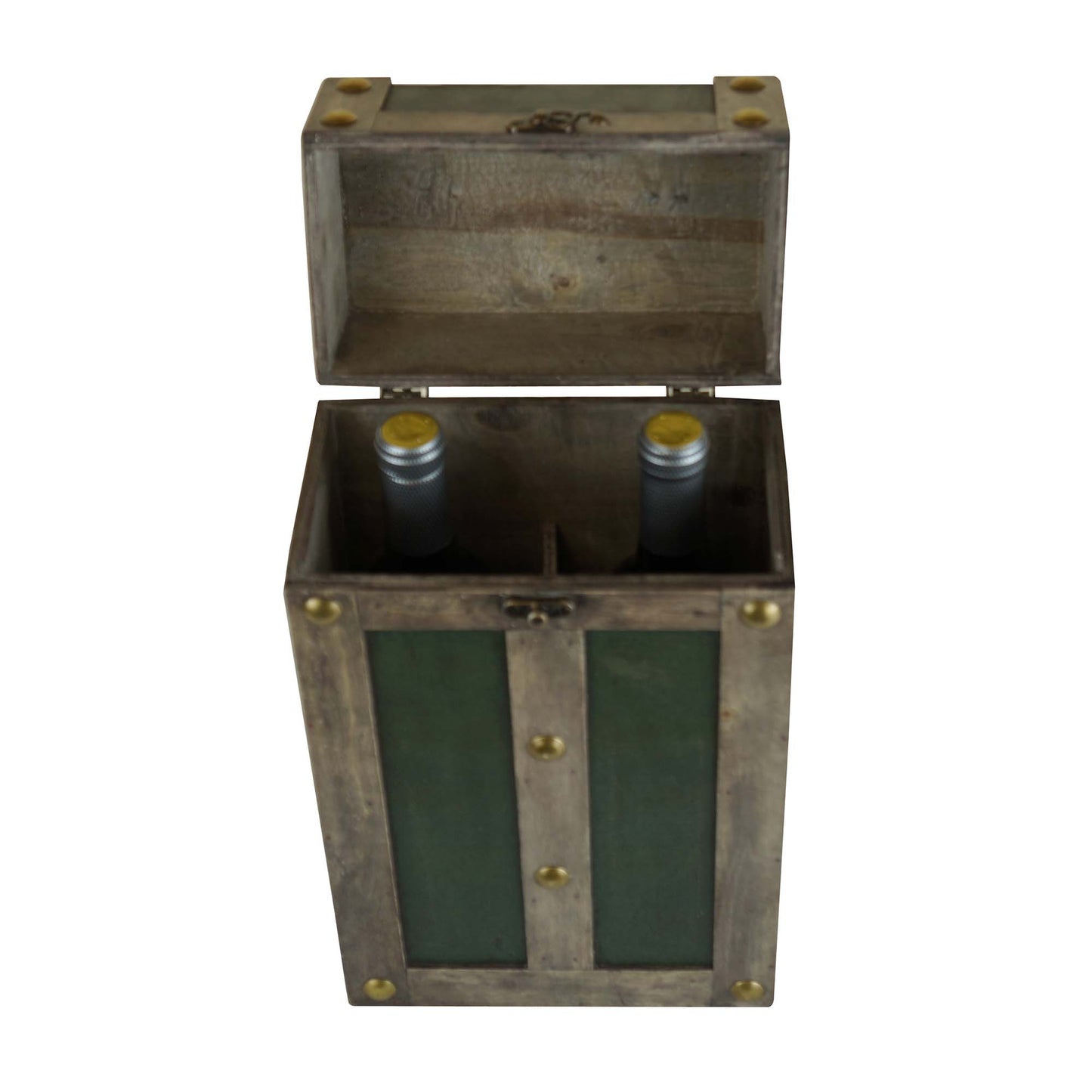 GREEN LEATHER DOUBLE WINE CARRIER