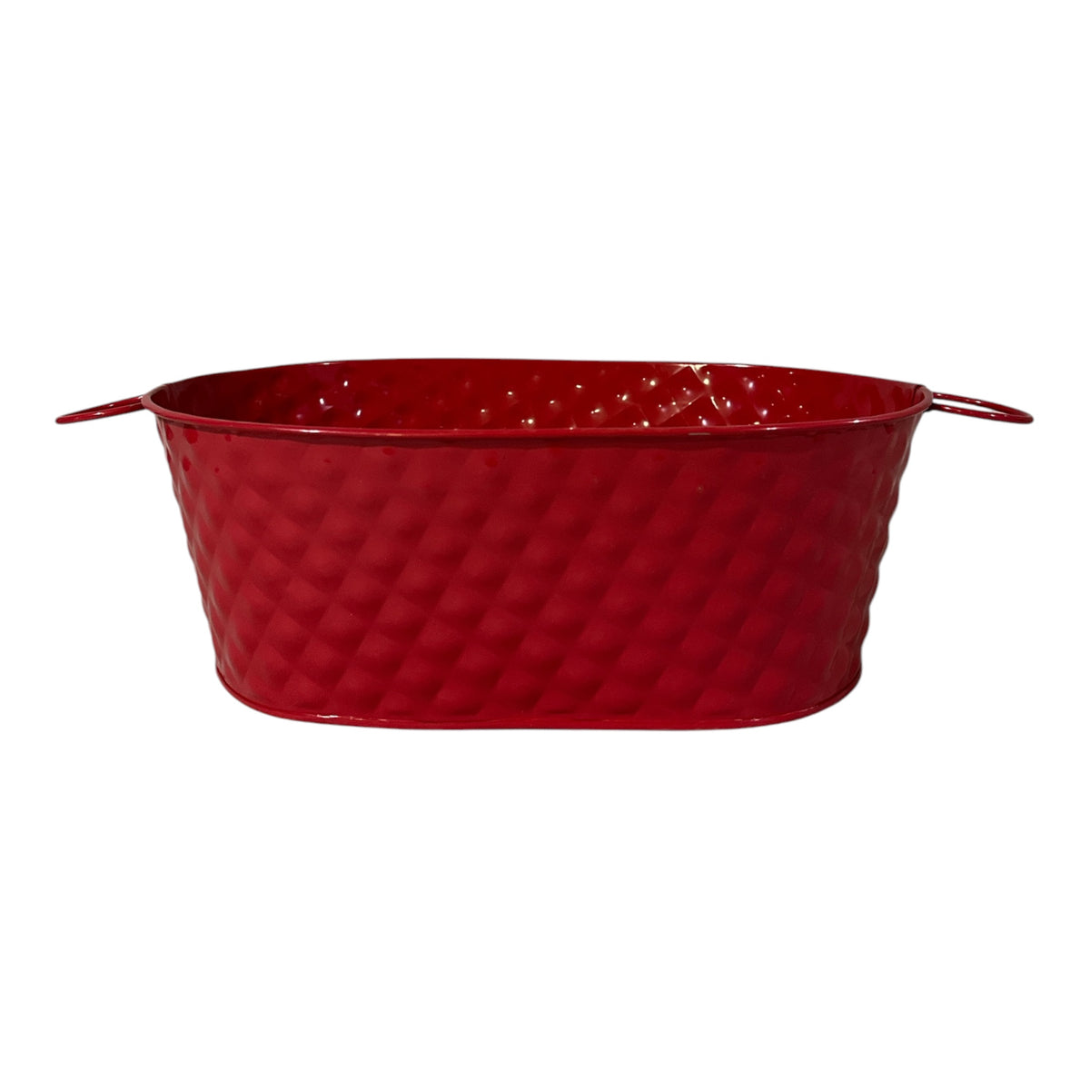 RED OVAL METAL CONTAINER