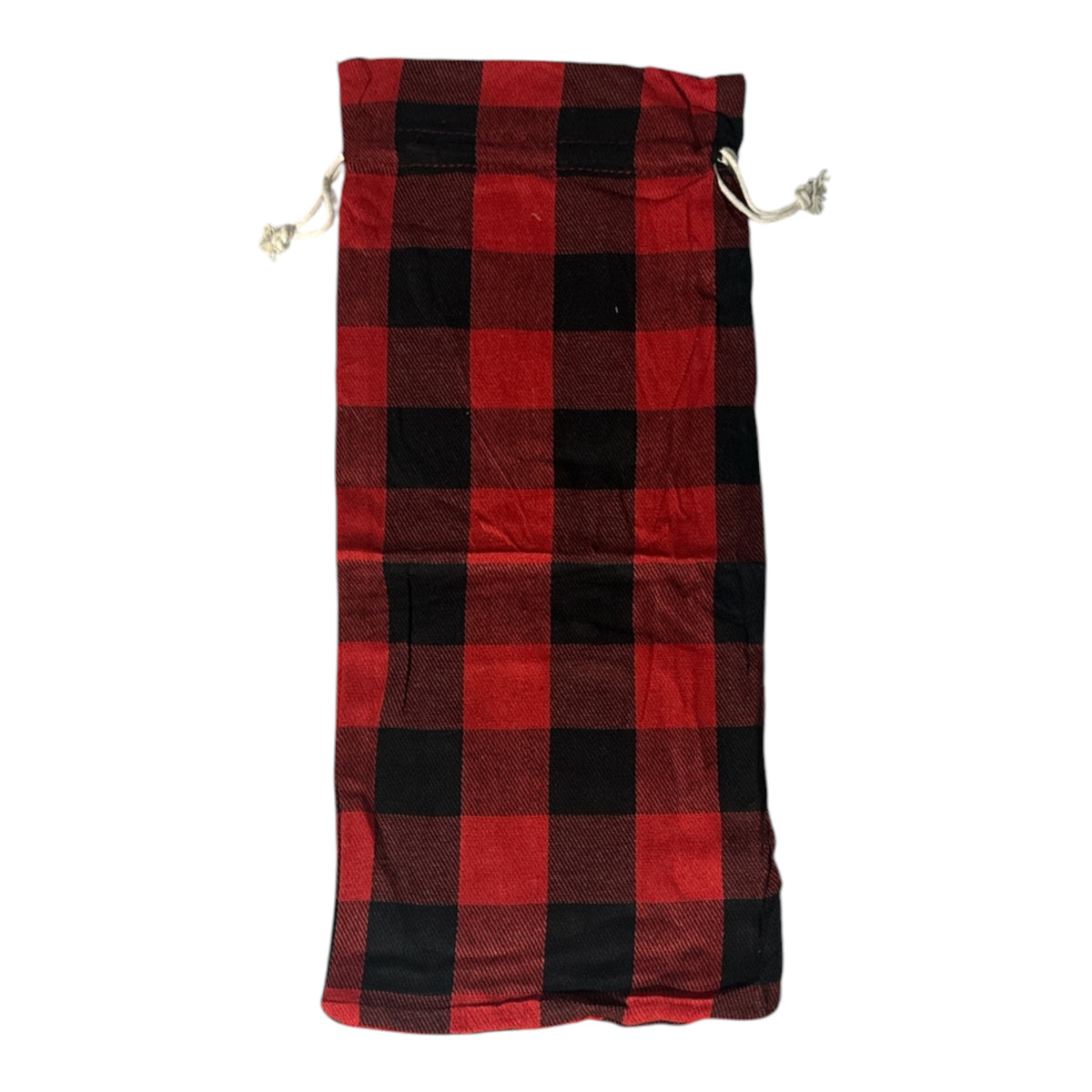 PLAID DRAWSTRING BOTTLE BAG