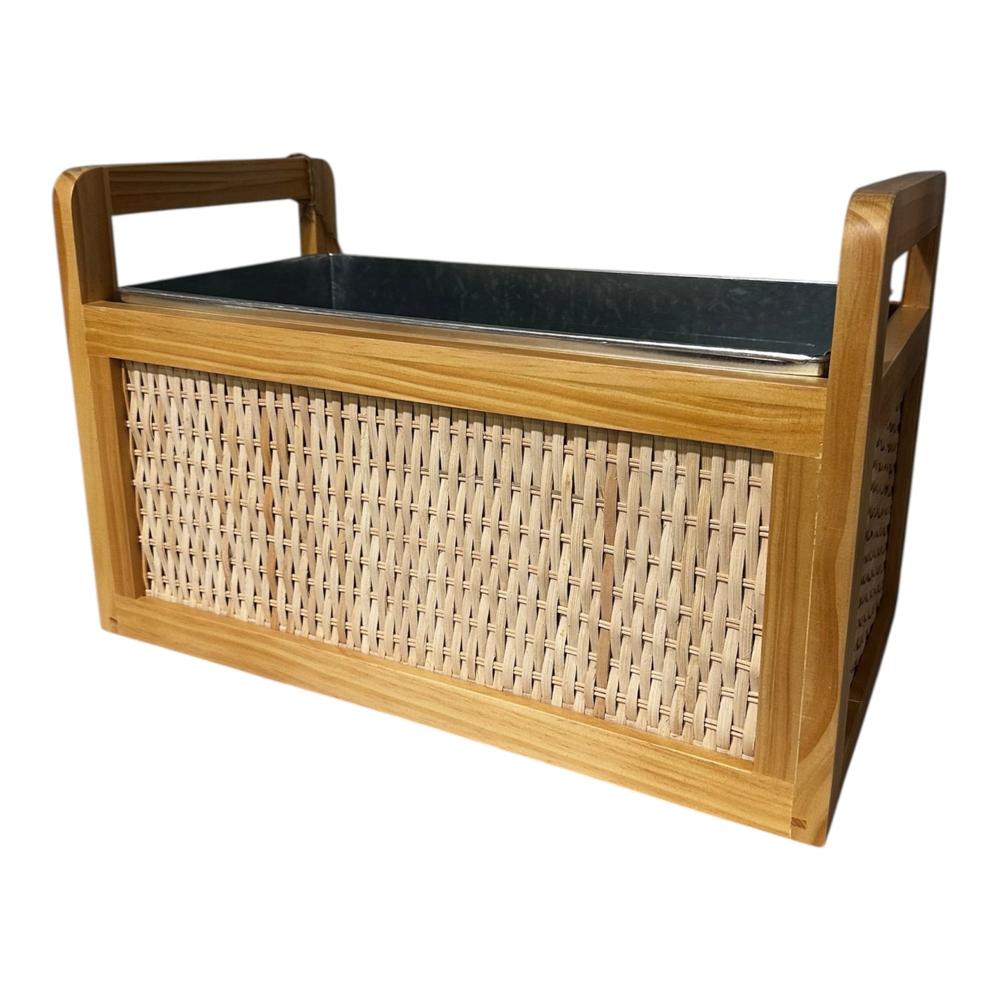 TWINE RATTAN & WOOD BEVERAGE TUB