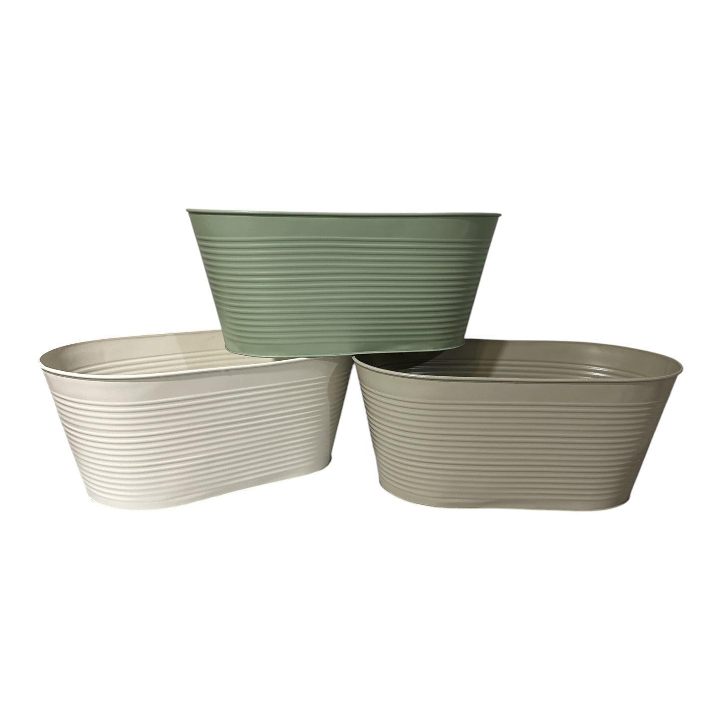 NEUTRAL ASRTD OVAL RIBBED PLANTERS