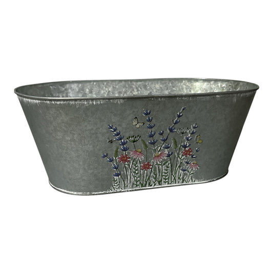 LARGE FLORAL METAL PLANTER