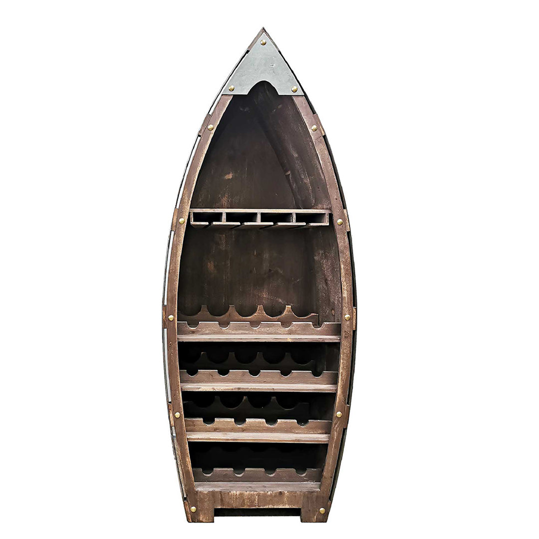 WOOD BOAT WINE CABINET - LARGE