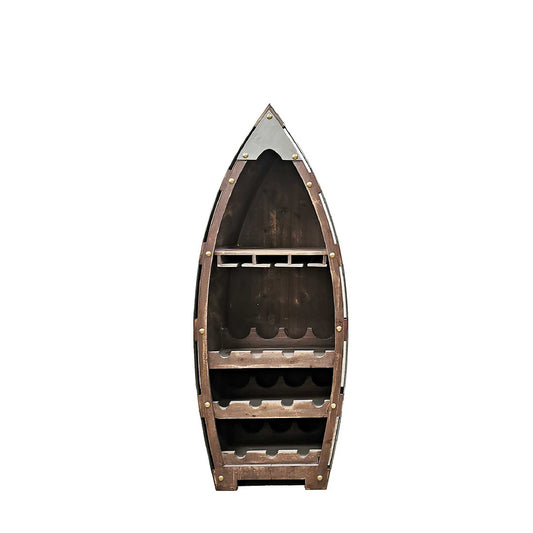 WOOD BOAT WINE CABINET - SMALL