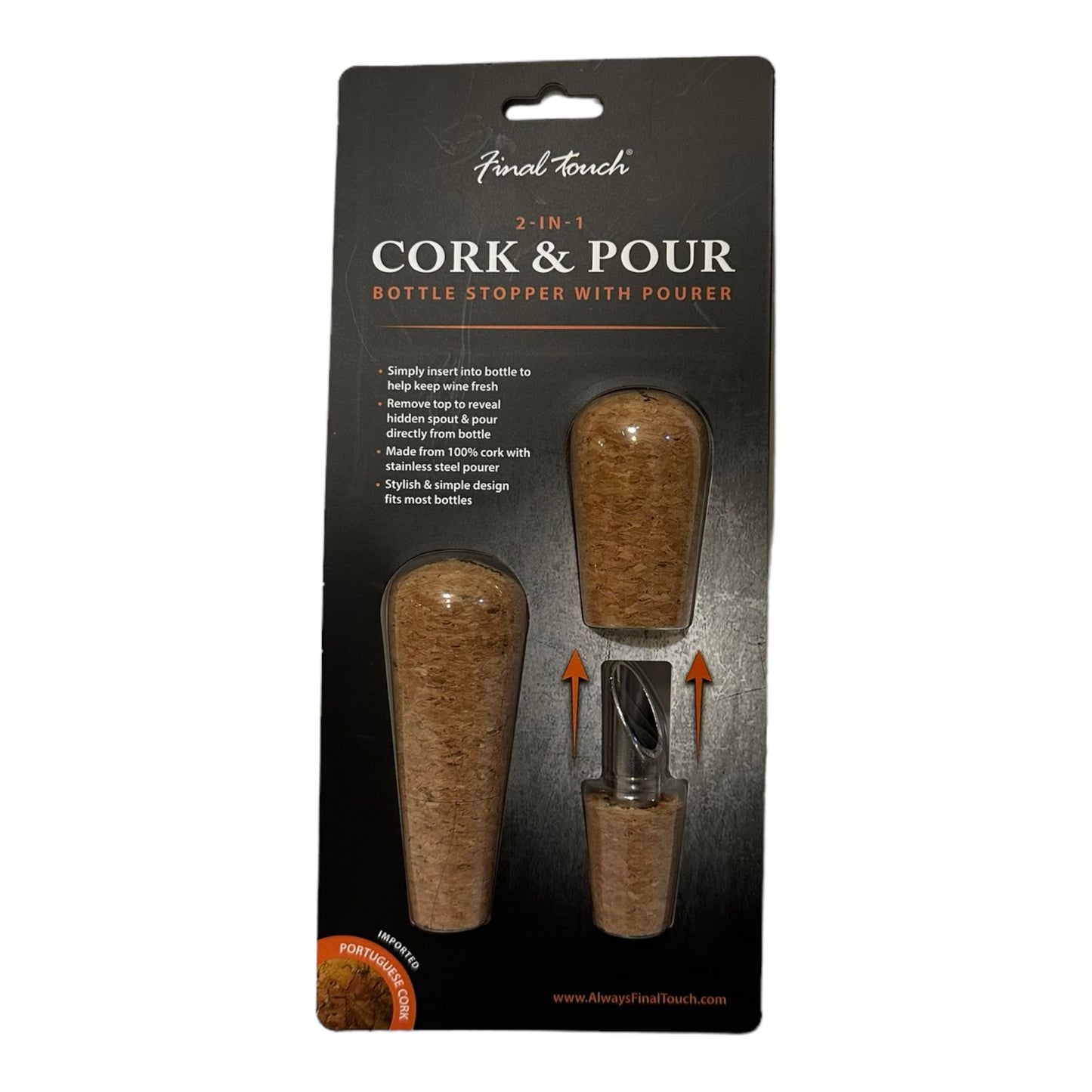 FINAL TOUCH 2-IN-1 CORK and POUR BOTTLE STOPPER