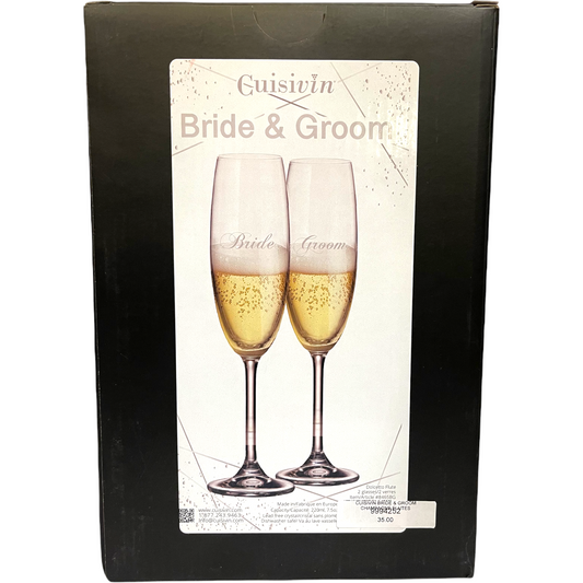 CUISIVIN BRIDE and GROOM CHAMPAGNE FLUTES