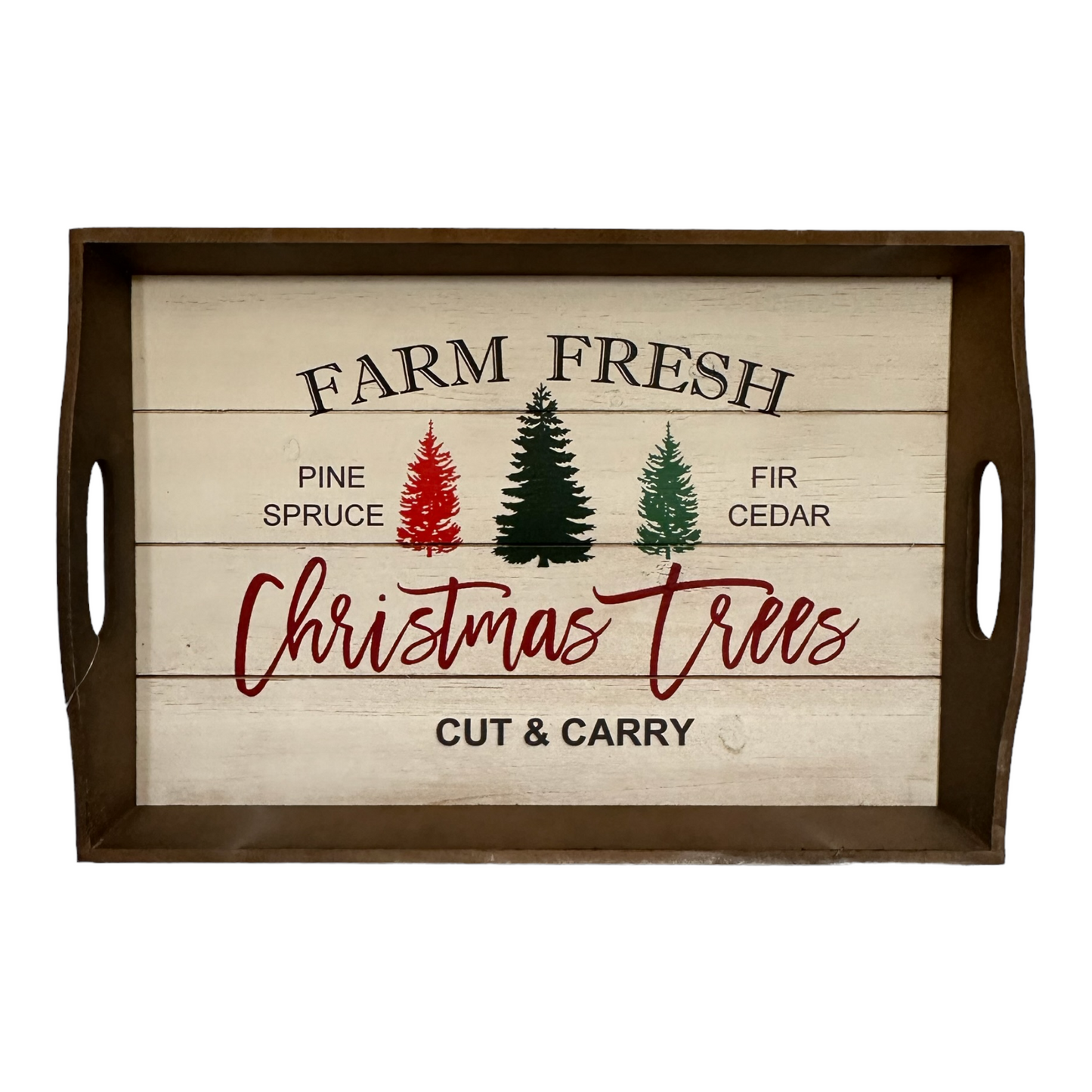 Base - White Wash Tray w/ Christmas Trees